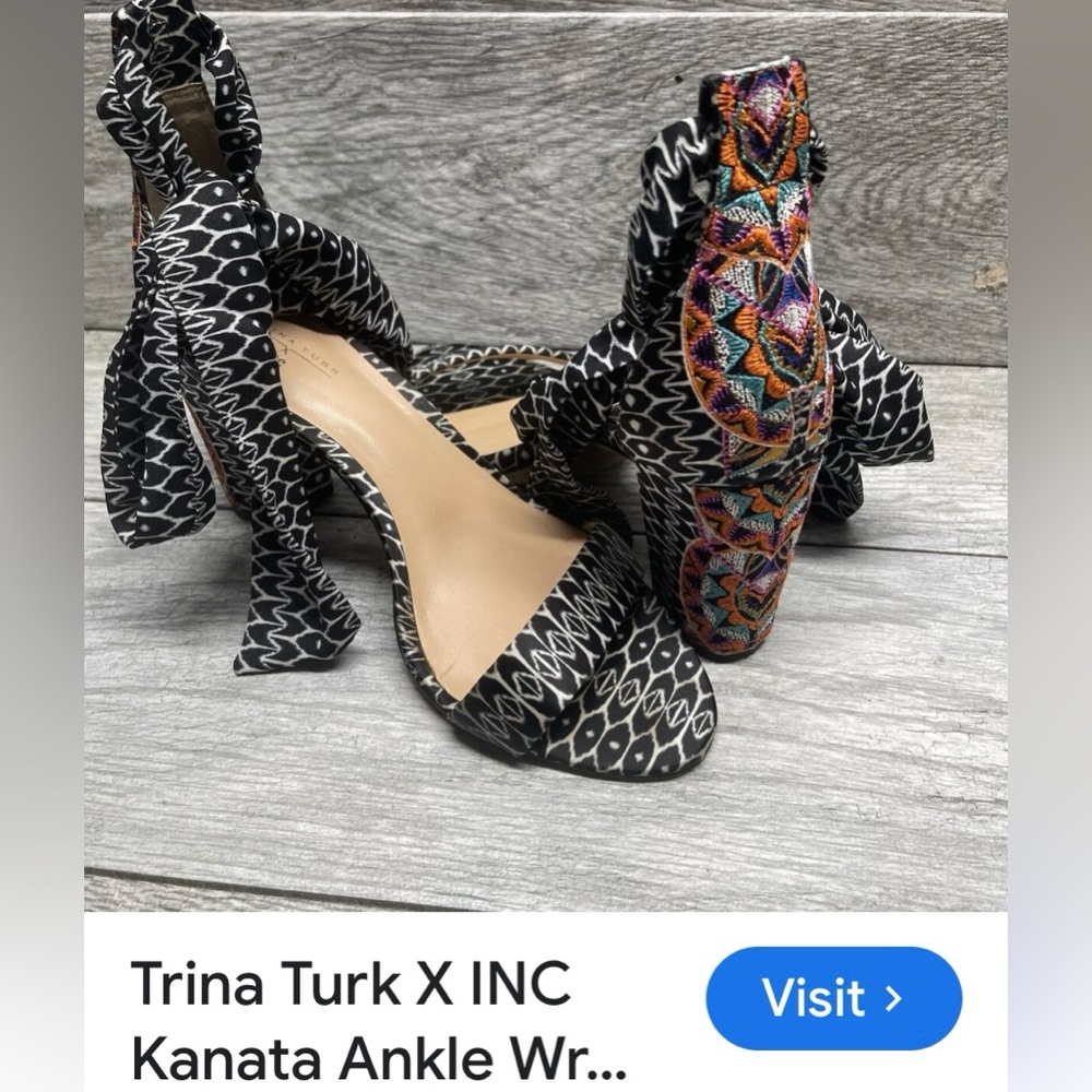 Trina Turk  INC Black Chunky Heels with Textured Design